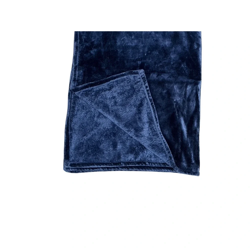 Prologue Luxe Fleece Blanket Navy Blue Dark Soft Accent Throw Cover Quilt